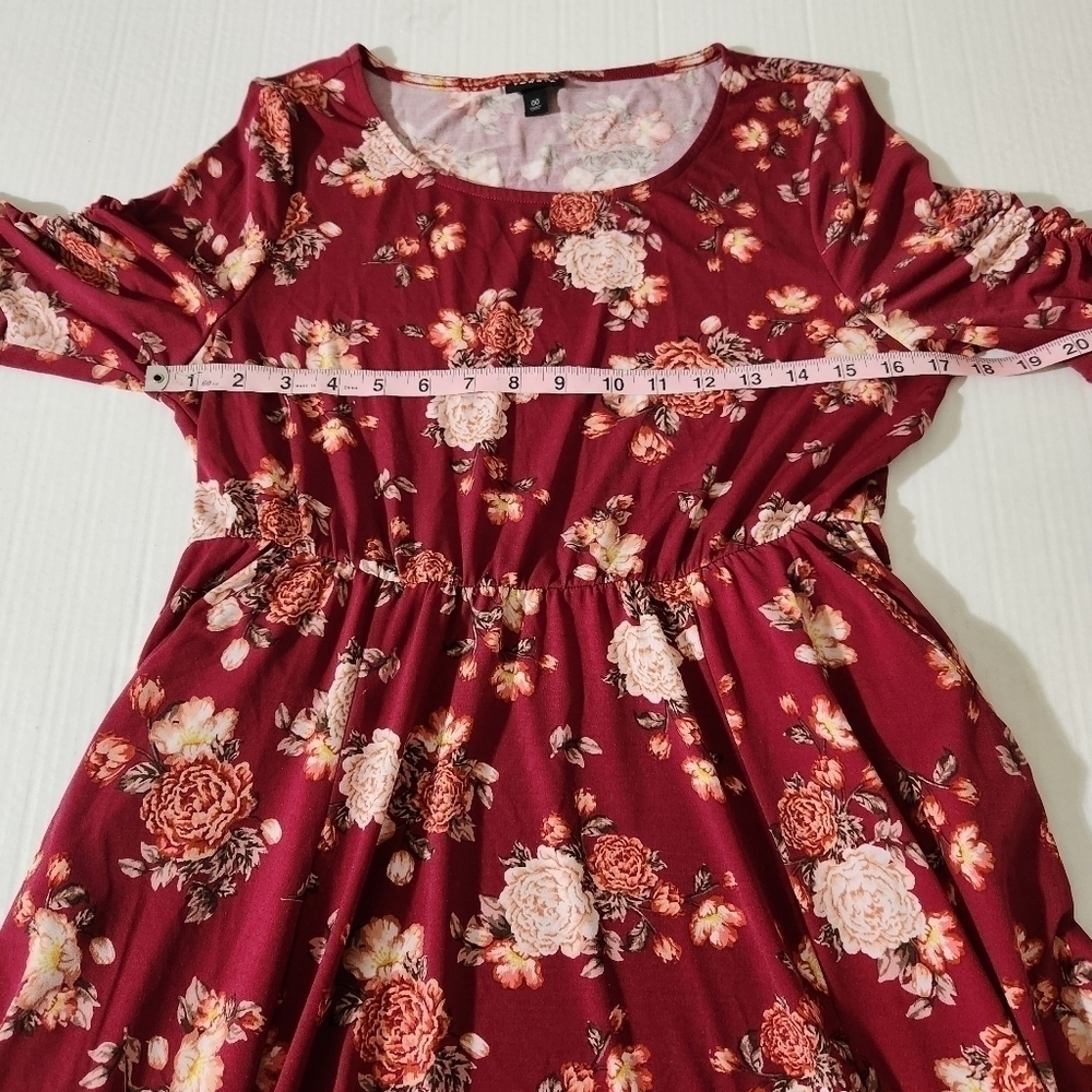Torrid Dress Women Floral Print Empire Waist Pockets Scoop Neck 3/4 Sleeve SZ 10 - Picture 11 of 14
